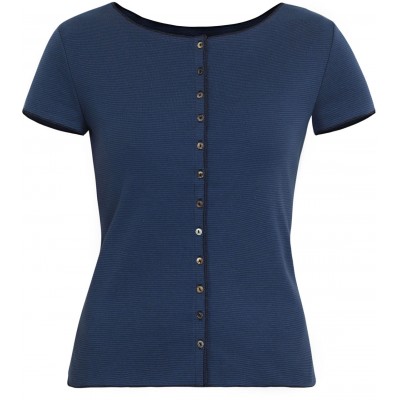 Button shirt s/s organic cotton stripes, blue-dark blue