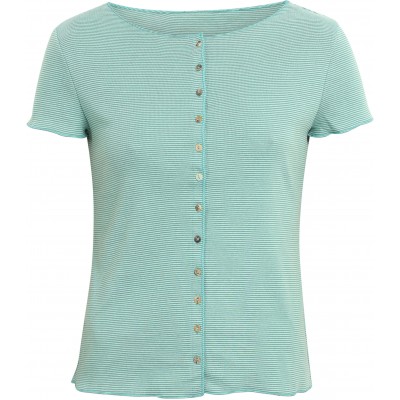 Button shirt s/s organic cotton stripes, water-green
