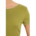 Button shirt s/s organic cotton stripes, lime-green