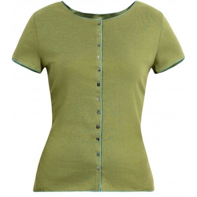 Button shirt s/s organic cotton stripes, lime-green