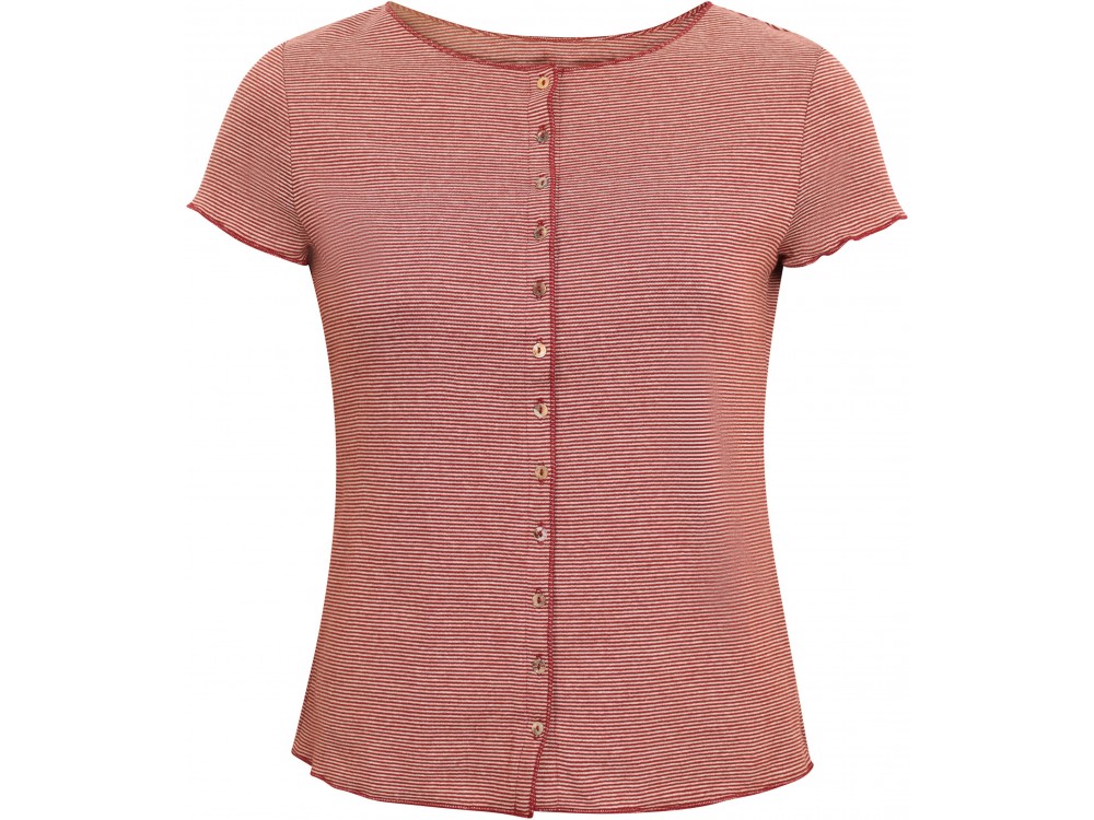 Button shirt s/s organic cotton stripes, rust-undyed