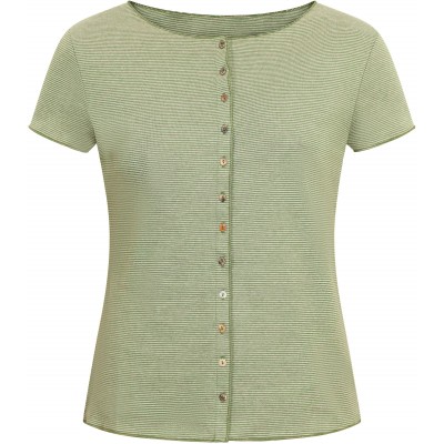 Button shirt s/s organic cotton stripes, green-undyed