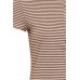 Button shirt s/s organic cotton stripes, brown-undyed