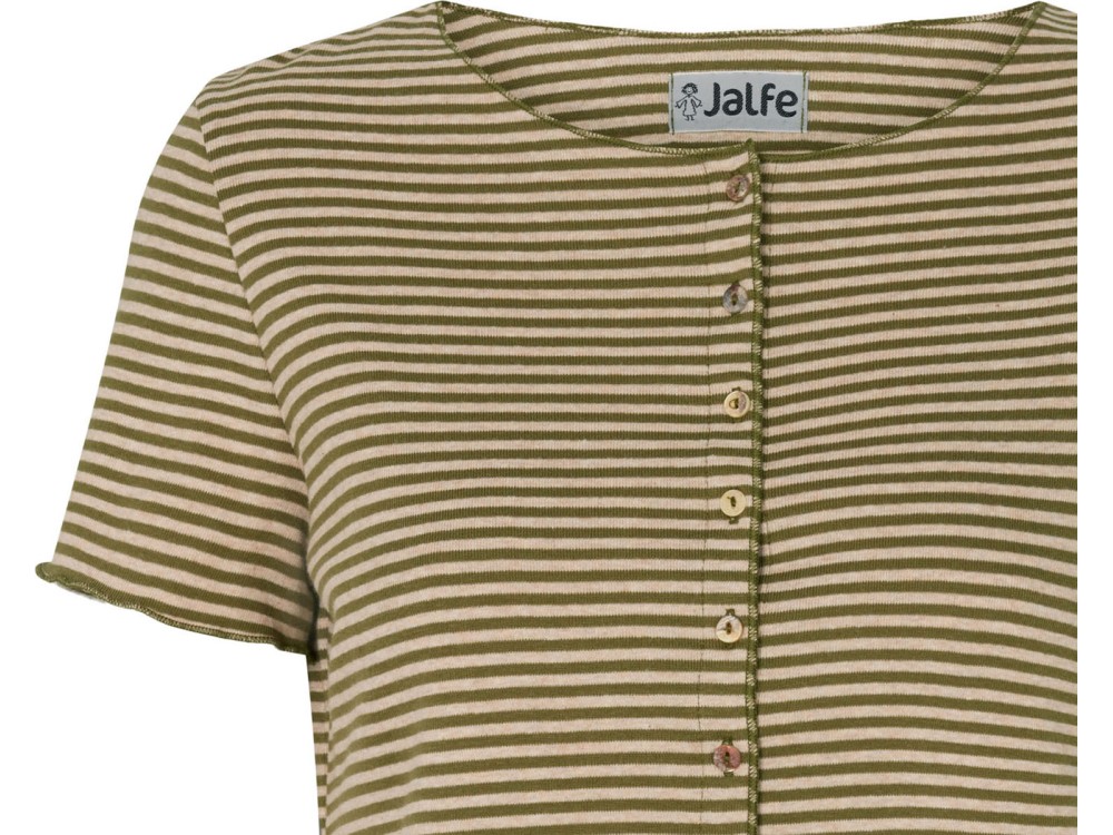 Button shirt s/s organic cotton stripes, army-undyed