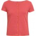 Button shirt s/s organic cotton print, red-orange