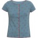 Button shirt s/s organic cotton print, blue-red